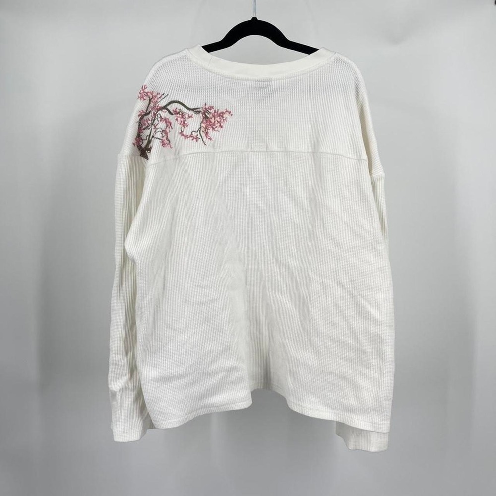 Derschutze Blossom Embroidered Waffle Knit Henley Designer Men's L Streetwear